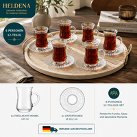 HELDENA Teegläser mit Untertassen 12-tlg. – 6×145 ml + 6×Ø 10,2 cm