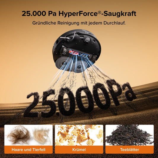 Qrevo Edge 2 25.000 Pa HyperForce saugt Tierhaare vom Teppich tief ein