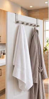 HELDENA Türgarderobe Edelstahl – 6 Haken, 39 cm, im Badezimmer an der Tür