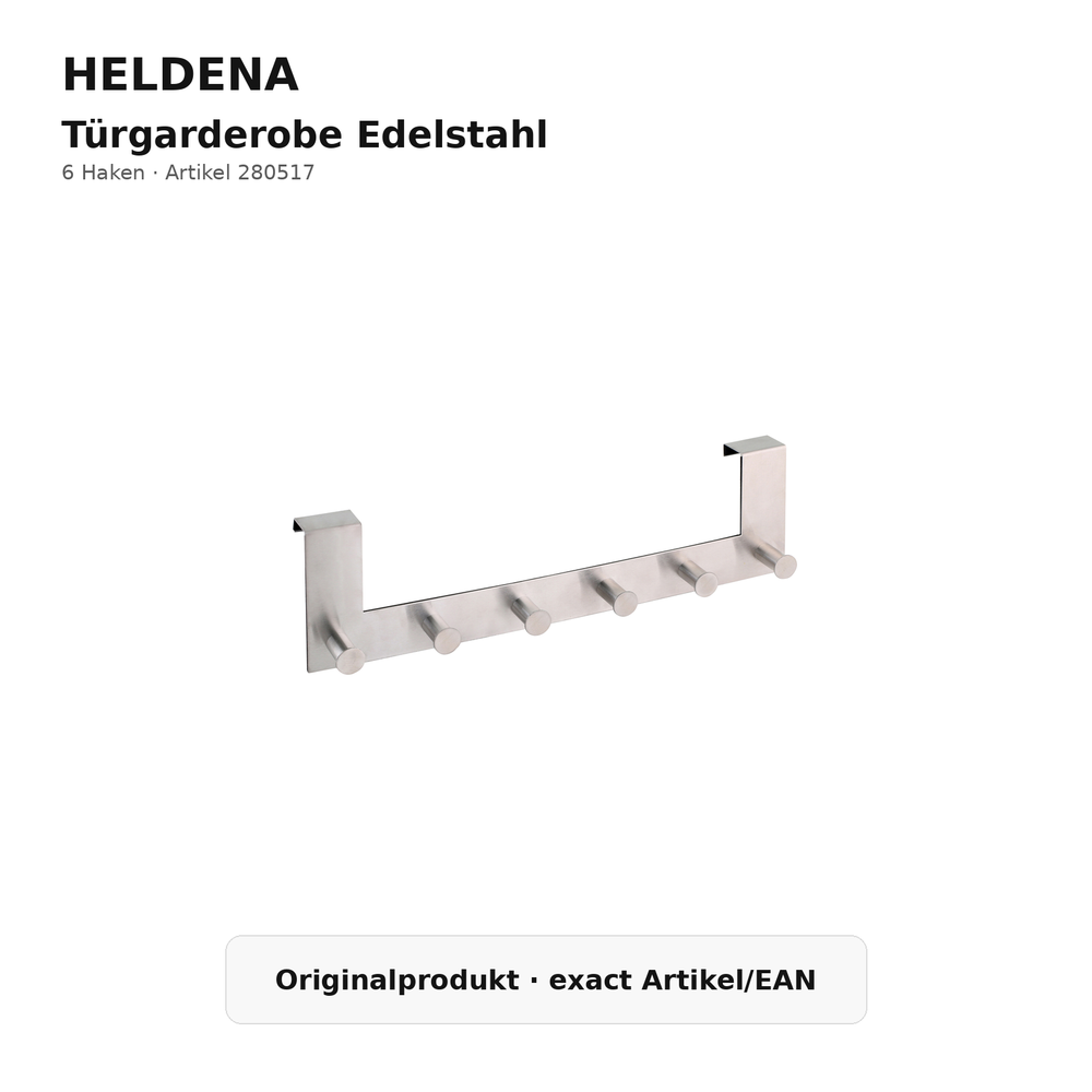 HELDENA Türgarderobe Edelstahl – Originalprodukt mit 6 Haken