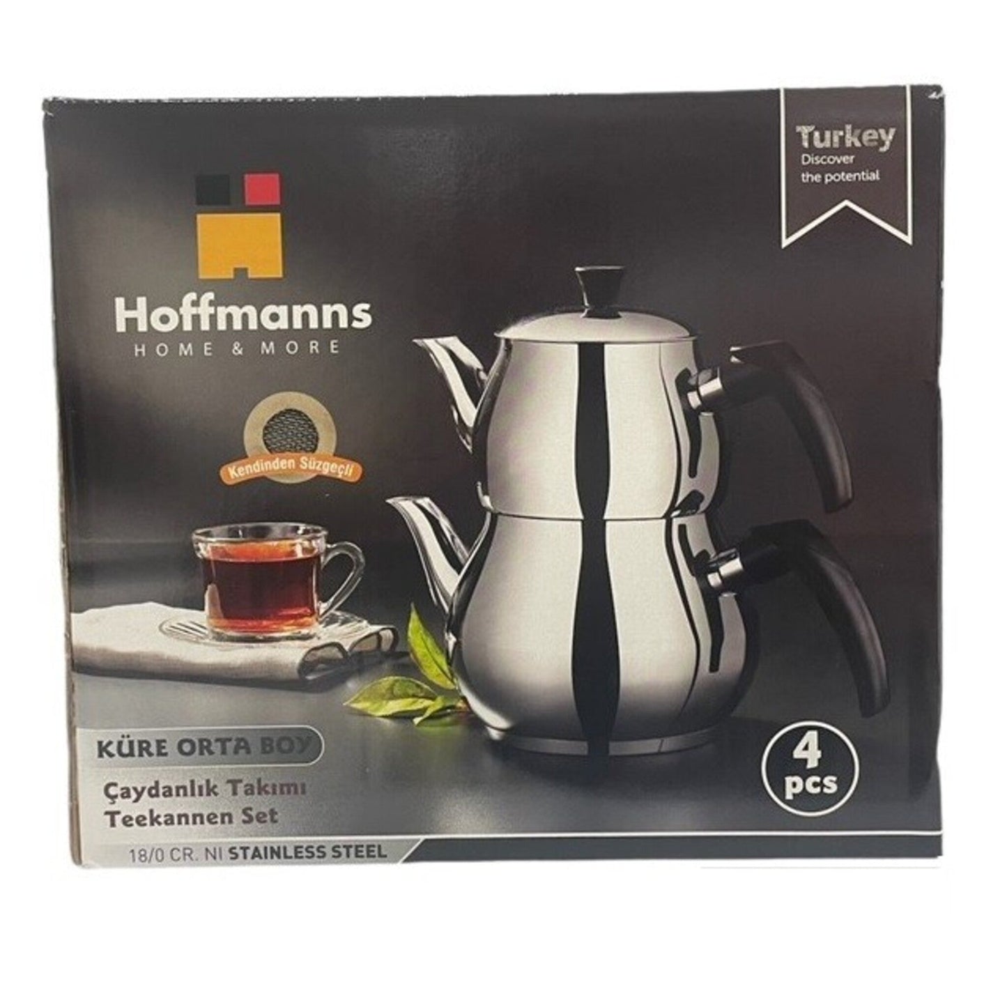Hoffmanns Teekannenset Küre in Silber-Schwarz für moderne Küchen