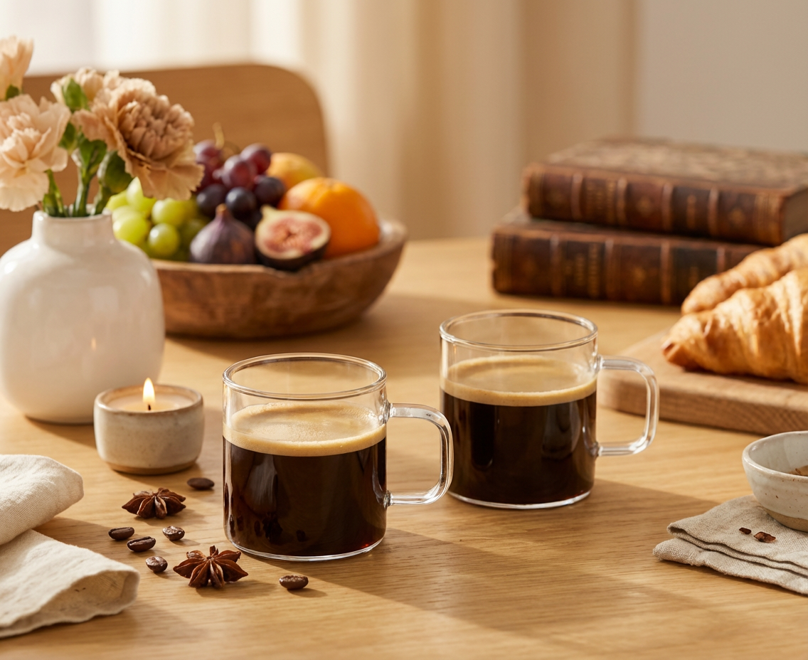 Wilmax Glastasse 250 ml 6er-Set Transparent Borosilikatglas – Anwendungs- oder Detailansicht; Lieferumfang: 6 Stück