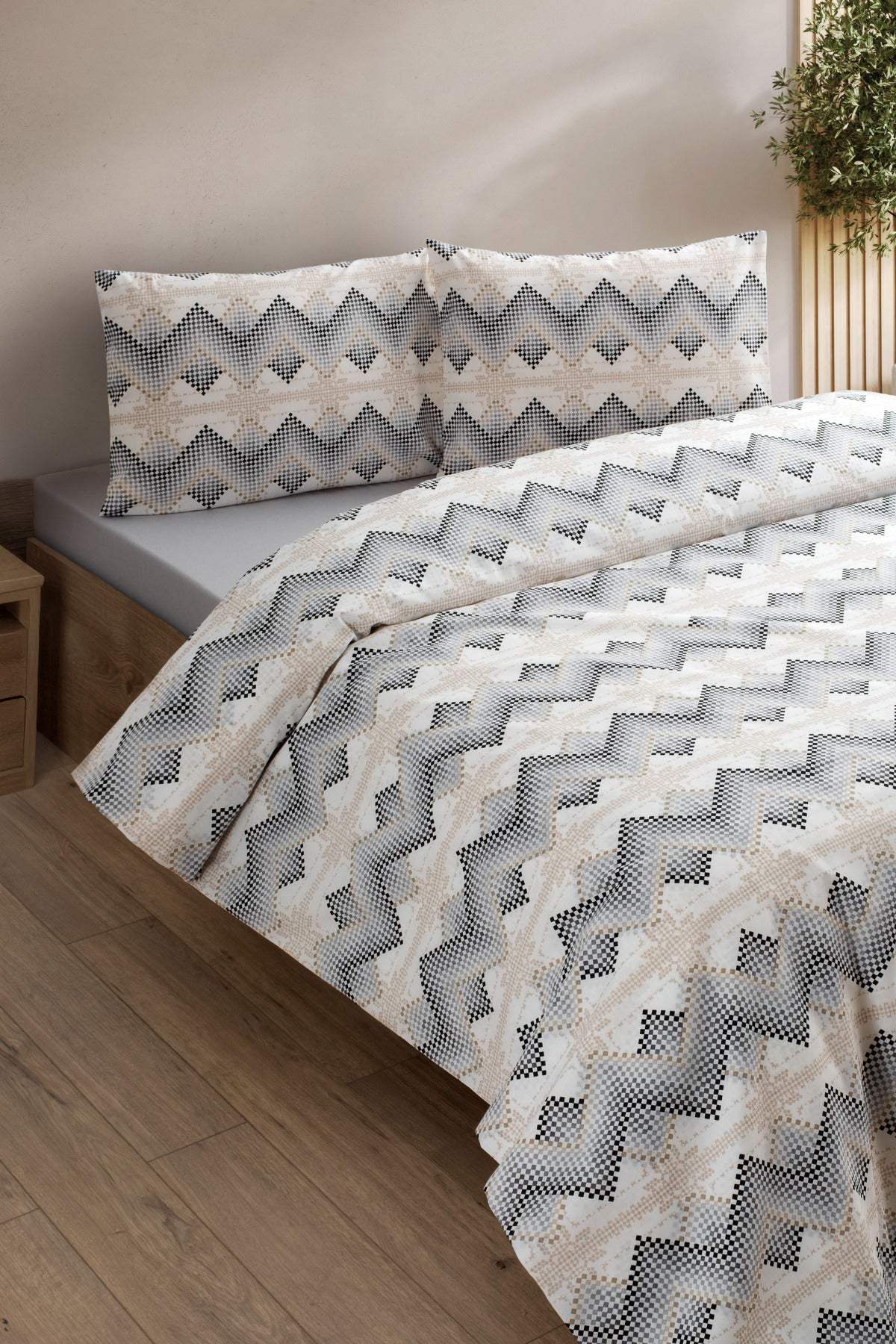 HELDENA schwarzes Bettwäsche-Set Einzelbett 160x220 cm wendbar mit Kissenbezug