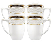 Wilmax Tasse 450 ml 4er-Set Weiß mit goldfarbenem Dekor Porzellan – Produktansicht; Lieferumfang: 4 Stück