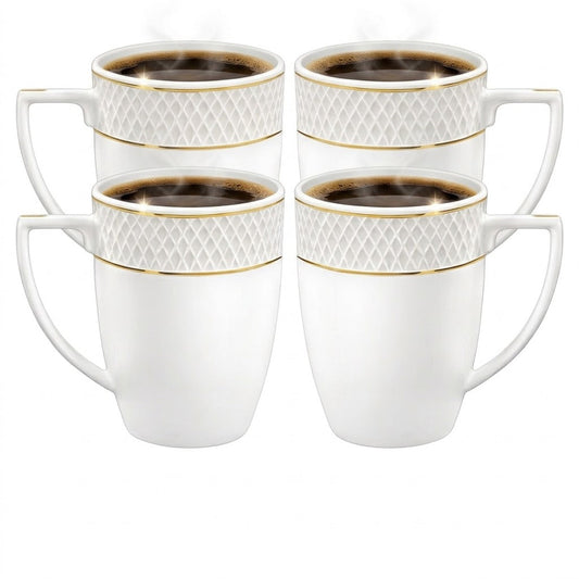 Wilmax Tasse 450 ml 4er-Set Weiß mit goldfarbenem Dekor Porzellan