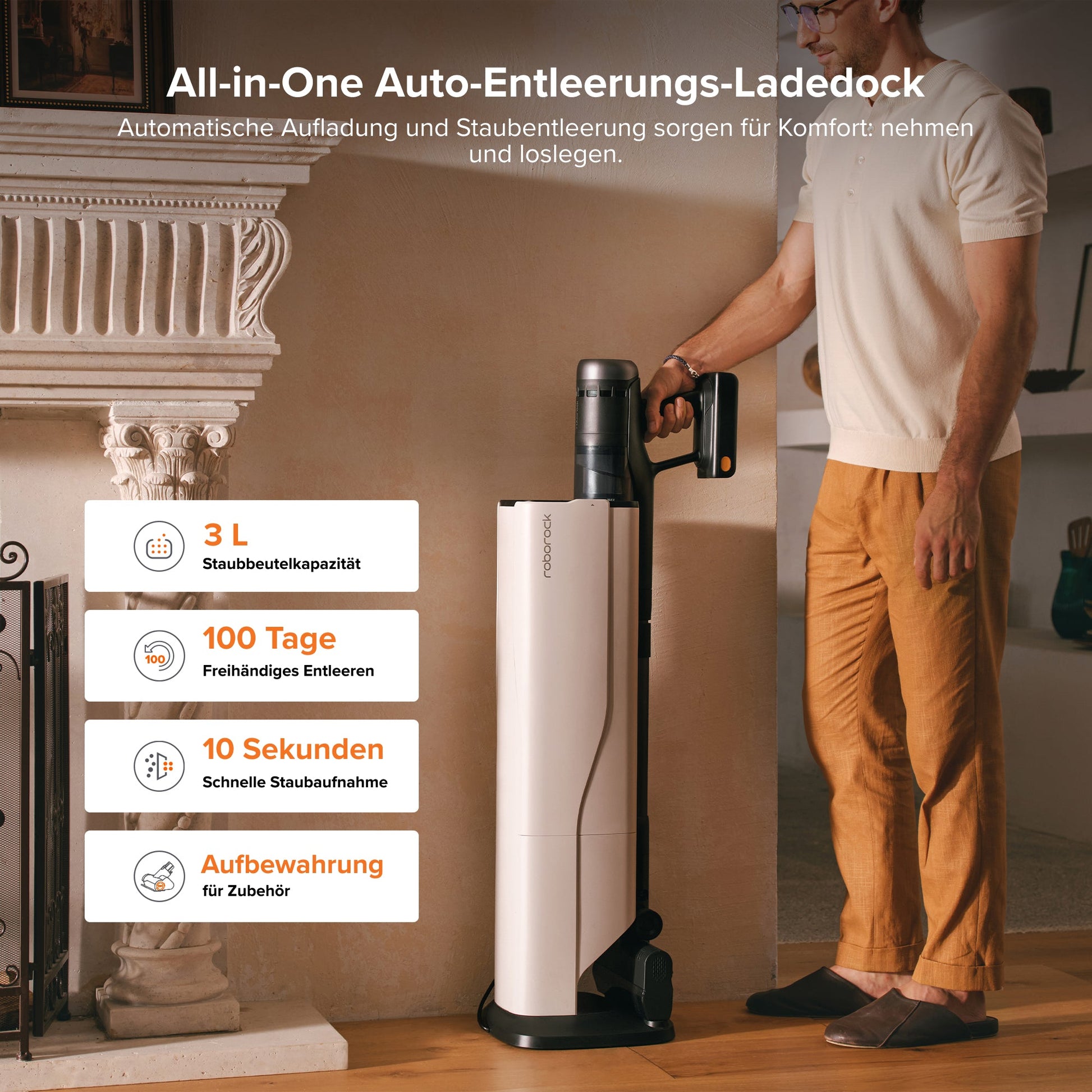 Roborock H60 Hub Ultra 210 AW Akku-Staubsauger für Hartboden Teppich und Möbel