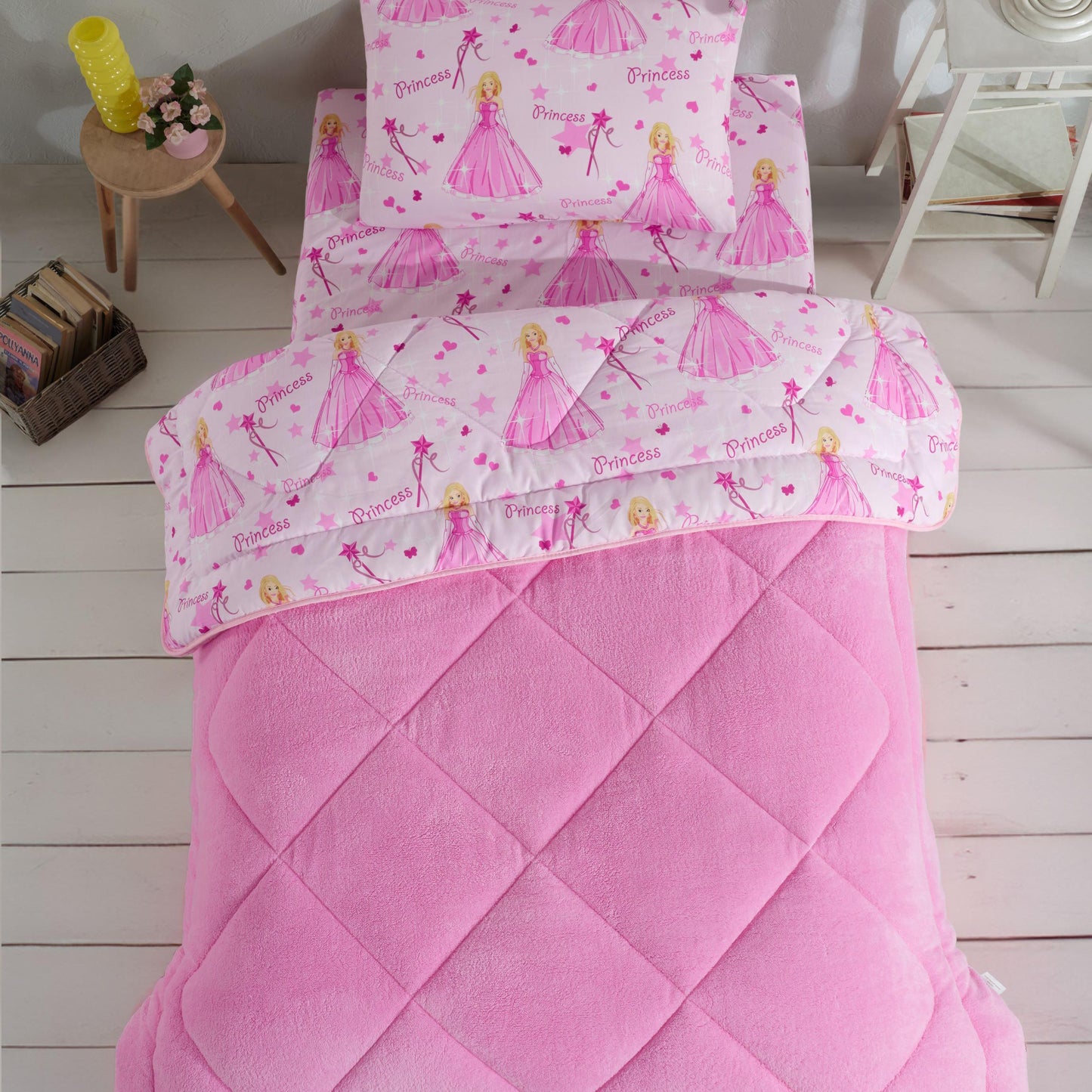 HELDENA Prinzessin Kinder-Schlafset Rosa weich und anti-allergisch im Kinderzimmer