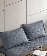HELDENA Kissenschoner Grau 2er-Set – Baumwolle gesteppt, 50×70 cm