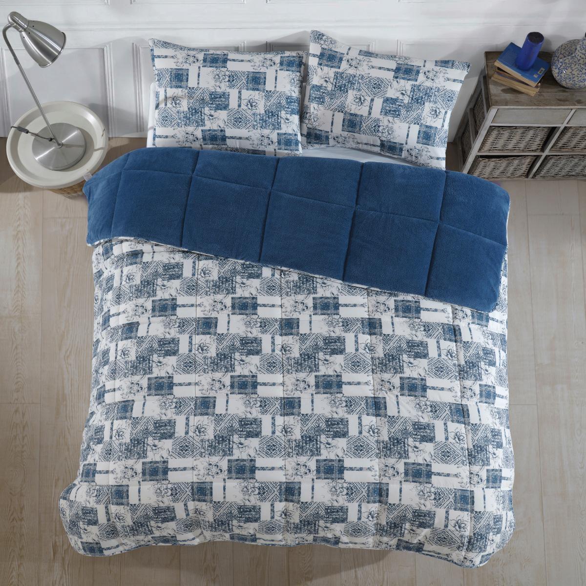 HELDENA Wellsoft Bettdecke Blau 155x220 Detail doppelseitig Kissenbezug