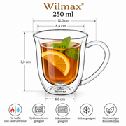 Wilmax Doppelwandige Tasse 250 ml 6er-Set Transparent – Anwendungs- oder Detailansicht; Lieferumfang: 6 Stück