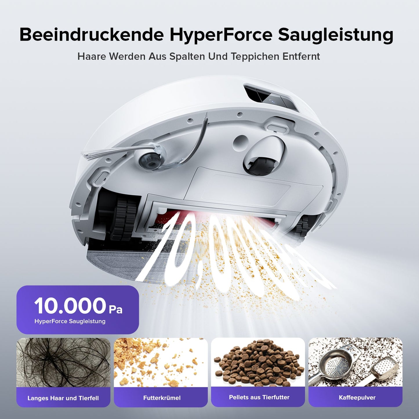 Roborock Q10 S5 weißer Saugroboter mit VibraRise 2.0 Wischsystem auf Hartboden