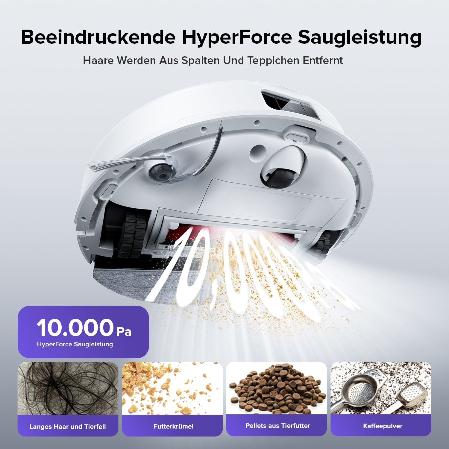 Roborock Q10 S5 Set weißer Saugroboter wischt mit VibraRise 2.0 auf Hartboden