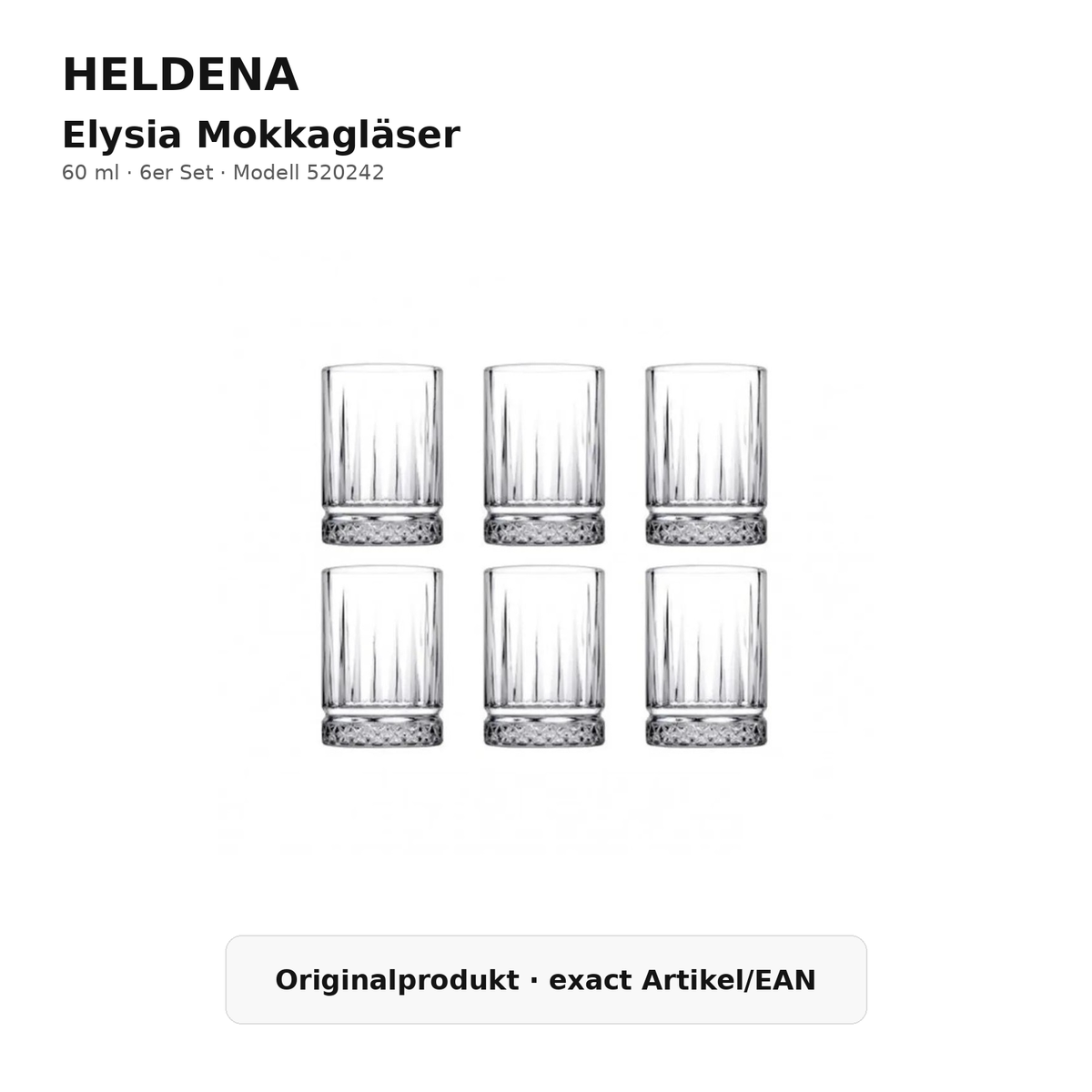 HELDENA Elysia Mokkagläser 60 ml – Originalprodukt 6er Set