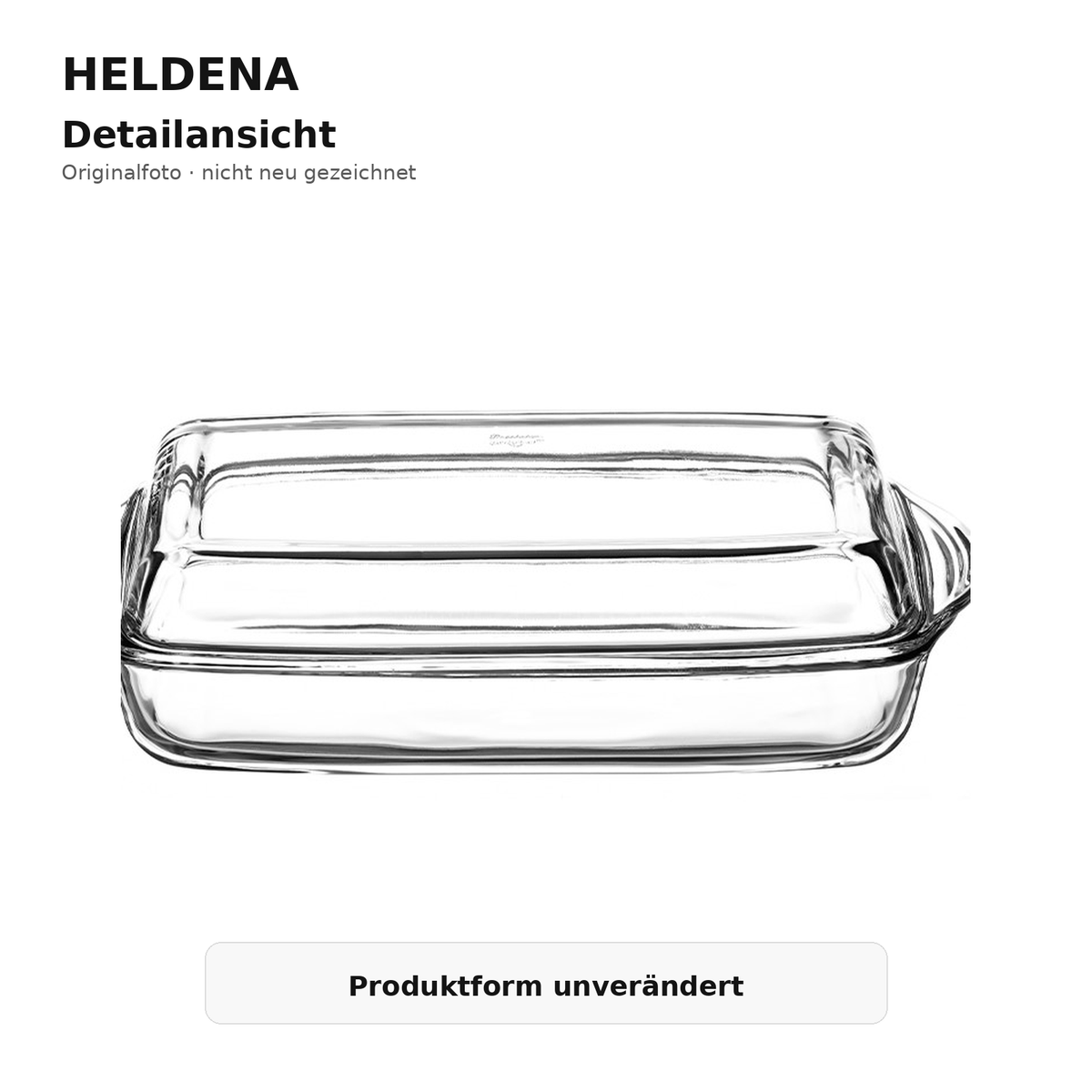 HELDENA Glas-Auflaufform 1950 ml mit Glasdeckel – Detailansicht