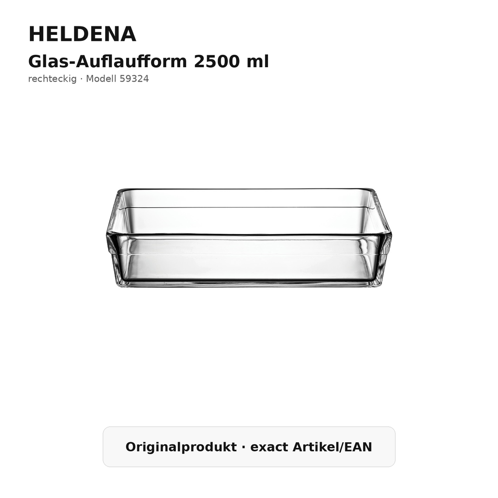 HELDENA Glas-Auflaufform 2500 ml – Originalprodukt Modell 59324