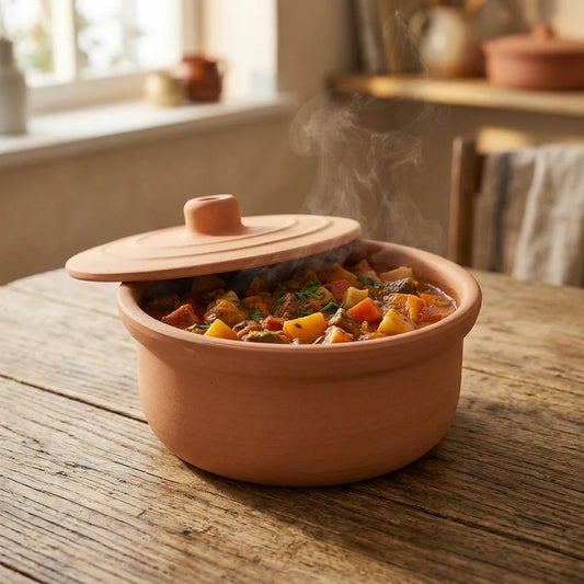 Kleiner Terrakotta Bräter aus Naturton für Ofengerichte und Schmorgerichte