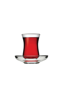 Sechs Pasabahce Üsküdar Teegläser 120 ml klassische Tulpenform transparent