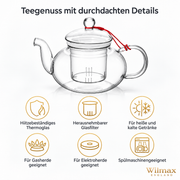 Wilmax Teekanne 1550 ml mit Glasfilter Transparent Thermoglas – Anwendungs- oder Detailansicht; Lieferumfang: 1 Stück