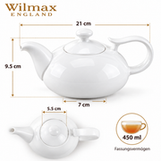 Wilmax Kaffee- und Teekanne mit Ausgusssieb 450 ml Weiß Porzellan – Anwendungs- oder Detailansicht; Lieferumfang: 1 Stück