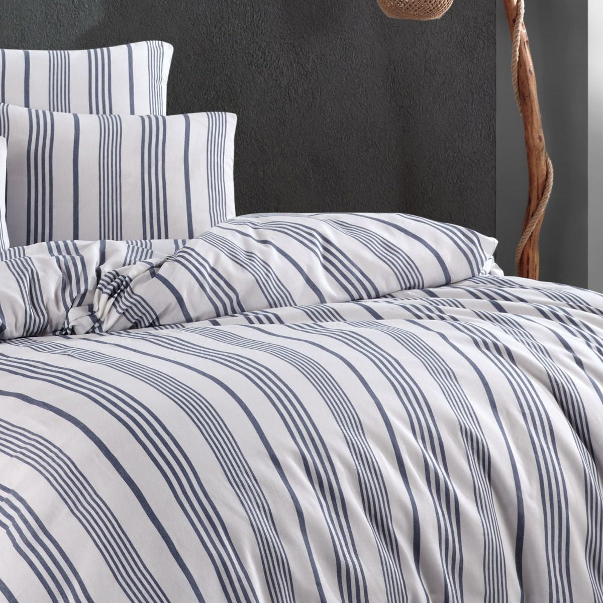 Bettwäsche Set Blau Detail atmungsaktiv weich Baumwolle
