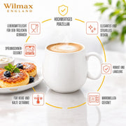Wilmax Tasse 400 ml 6er-Set Weiß Porzellan – Anwendungs- oder Detailansicht; Lieferumfang: 6 Stück