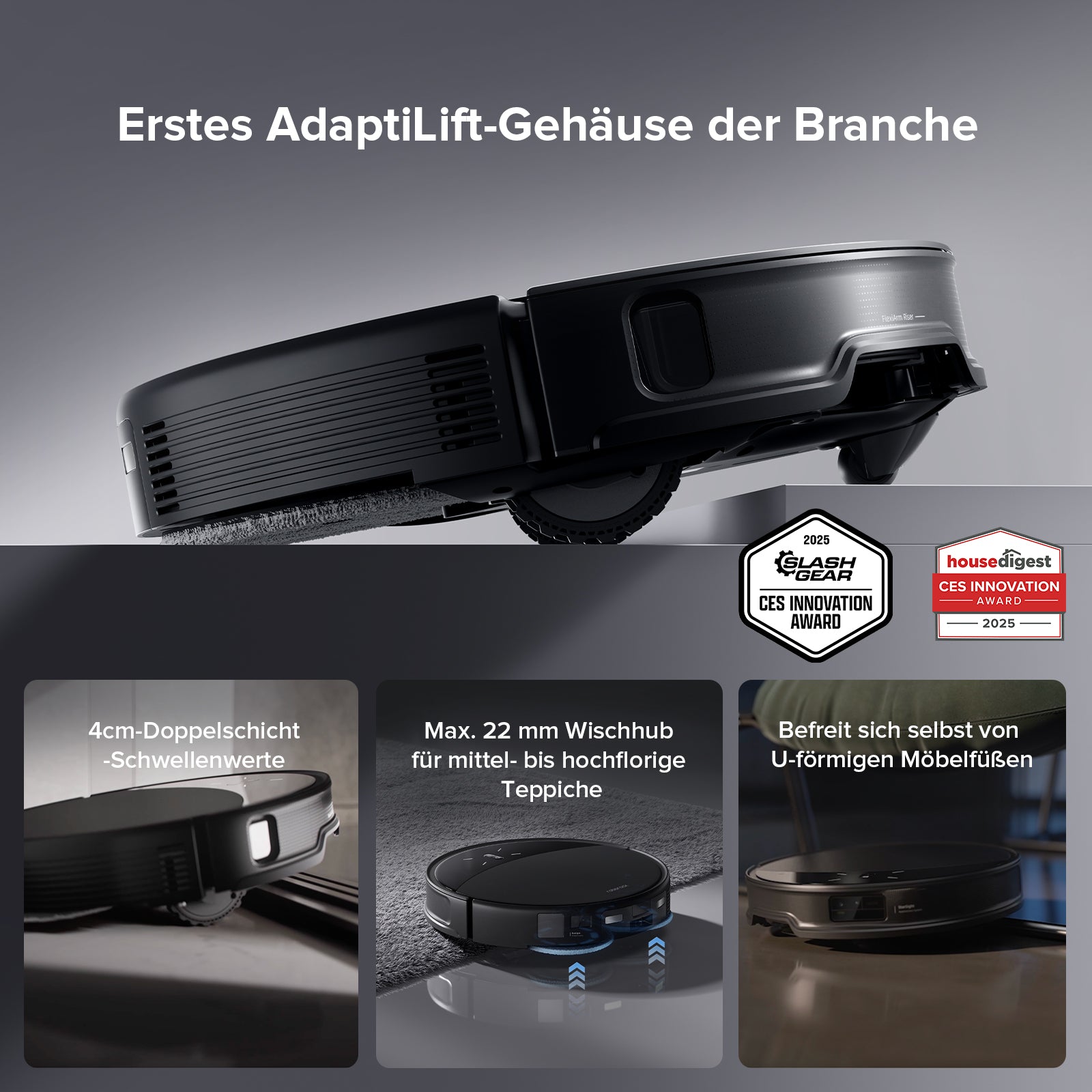 VibraRise 4.0 Wischmopps des Saros 10R rotierend auf Fliesenboden