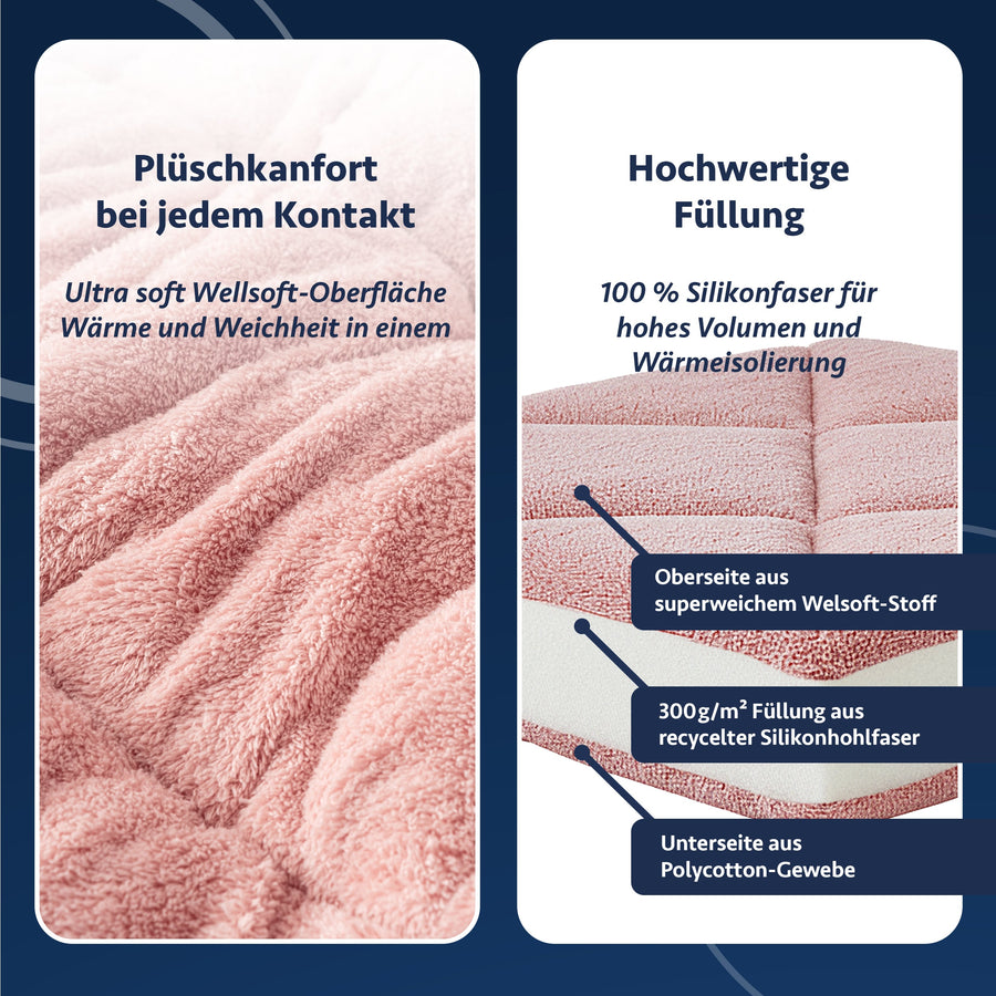 HELDENA Wellsoft Bettdecke Rosa – Nahaufnahme der Oberfläche