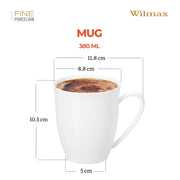Wilmax Tasse 380 ml 6er-Set Weiß Porzellan – Anwendungs- oder Detailansicht; Lieferumfang: 6 Stück