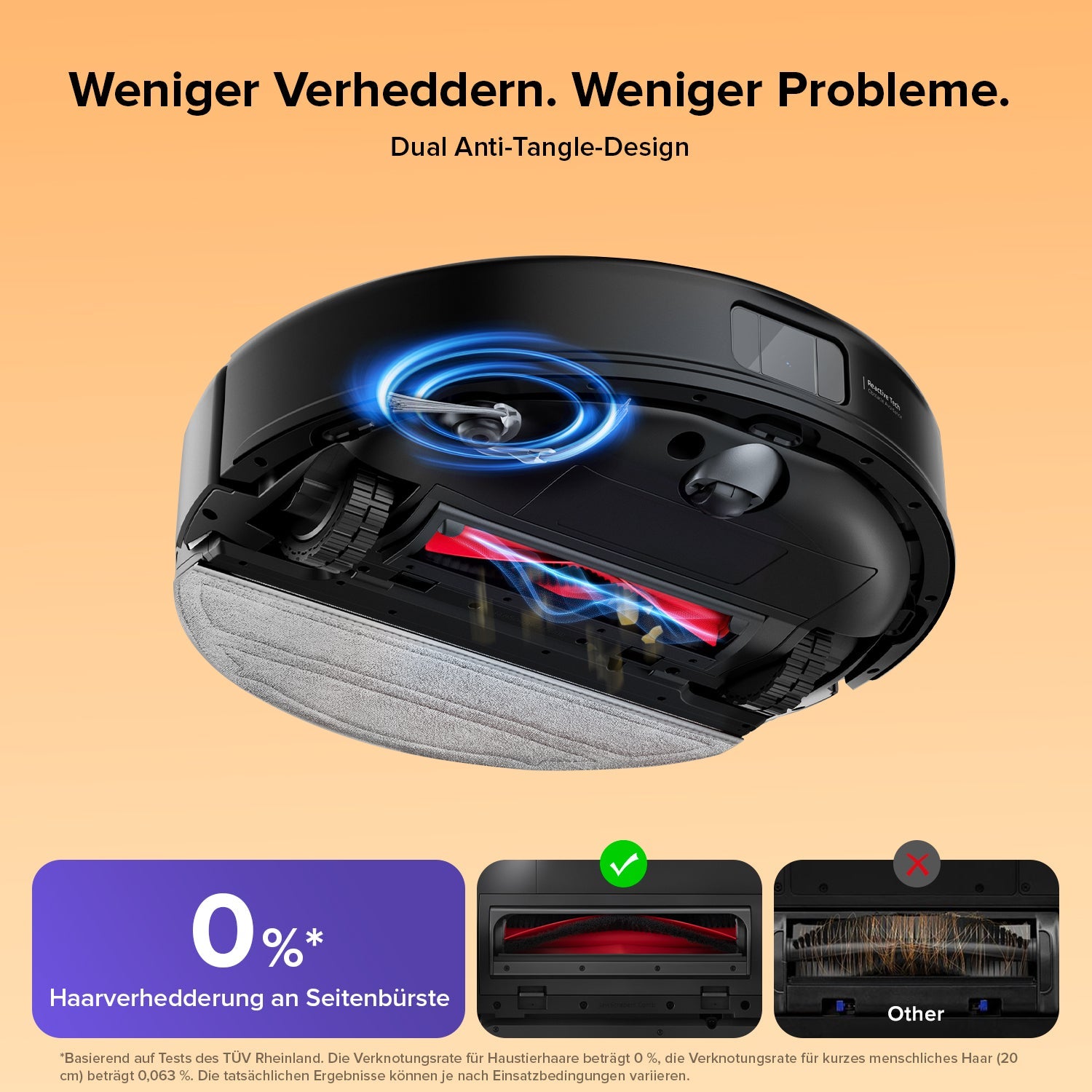 Roborock Q10 S5 saugt Tierhaare mit 10.000 Pa HyperForce vom Teppich