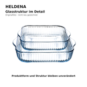 HELDENA quadratische Glas-Auflaufformen – Detail der Glasstruktur