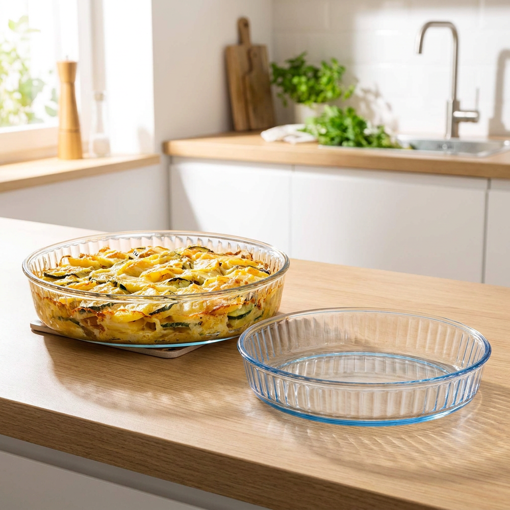 HELDENA runde Glas-Auflaufformen 2er Set – in moderner Küche