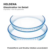 HELDENA runde Glas-Auflaufformen – Detail der geriffelten Glasstruktur