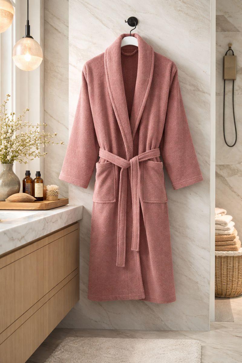 HELDENA Premium Bademantel Altrosa – 100% Baumwolle Unisex, Einheitsgröße