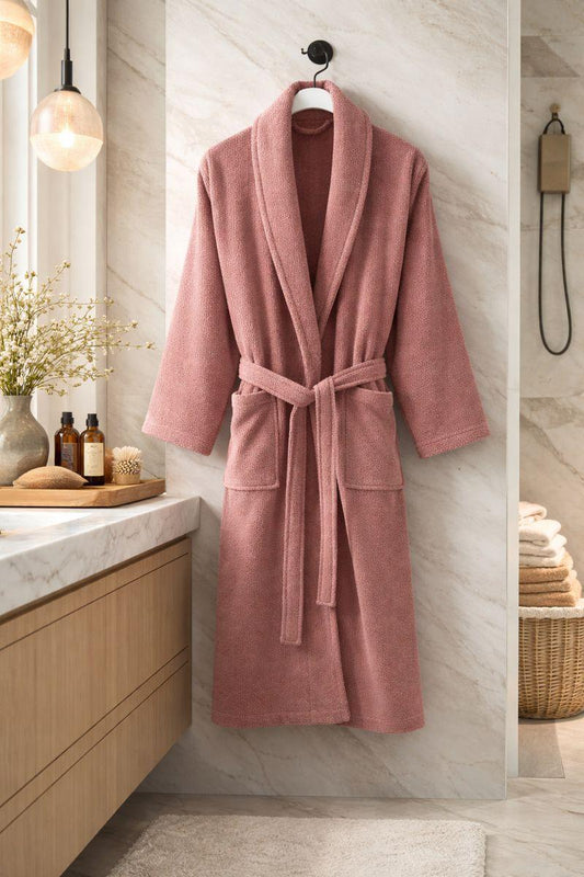 HELDENA Premium Bademantel Altrosa – 100% Baumwolle Unisex, Einheitsgröße