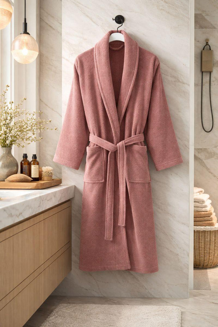 HELDENA Premium Bademantel Altrosa – 100% Baumwolle Unisex, Einheitsgröße