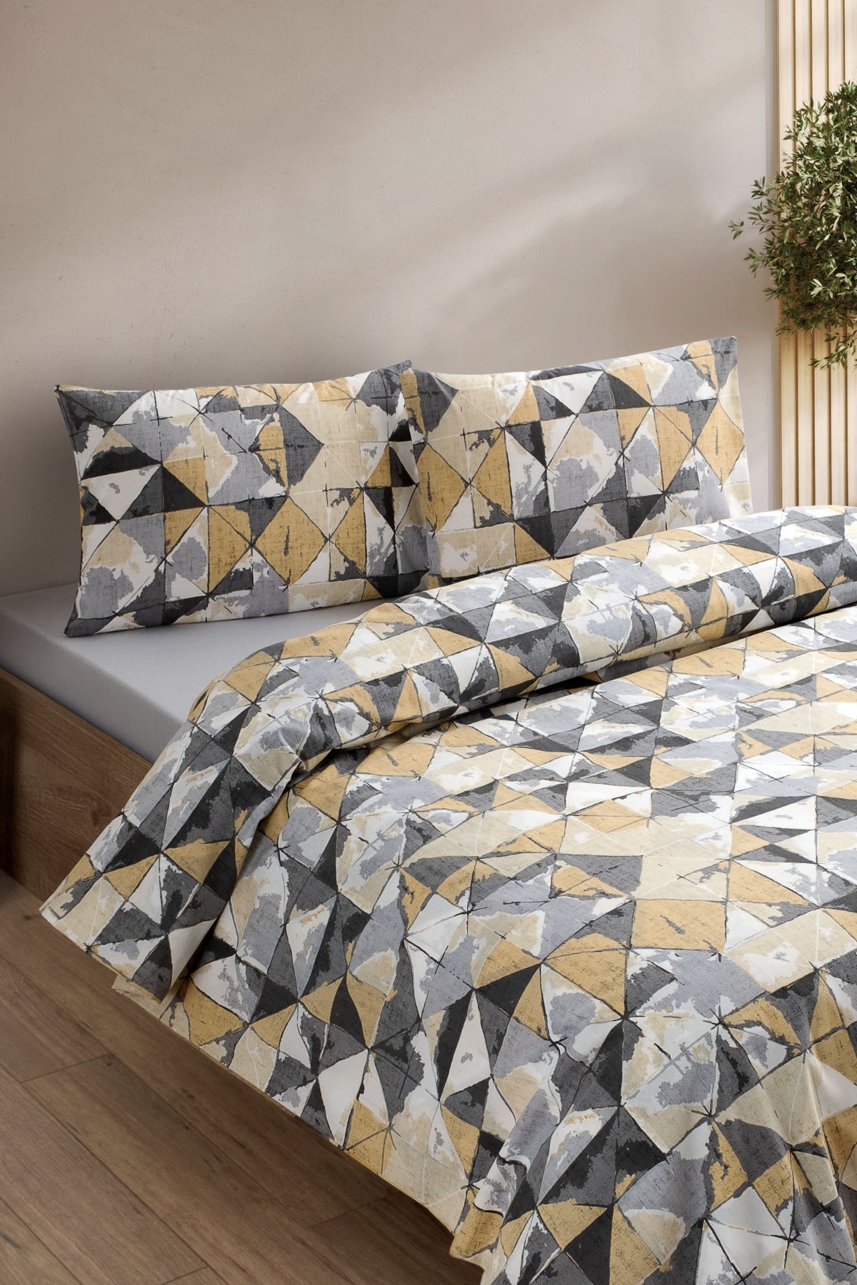 HELDENA gelbes Bettwäsche-Set Einzelbett 160x220 cm wendbar mit Kissenbezug