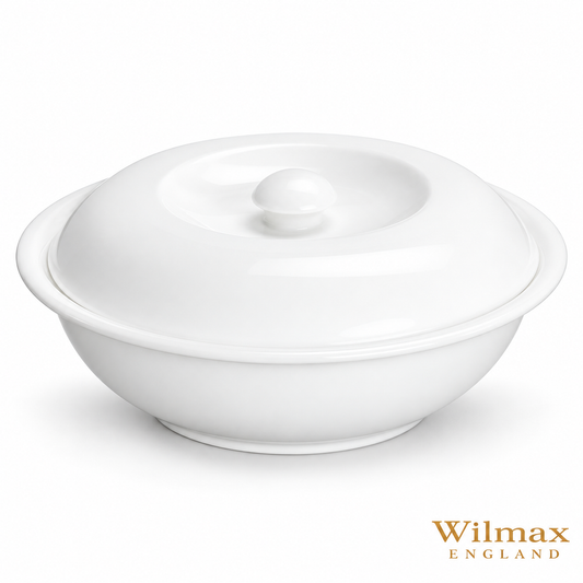 Wilmax Suppenterrine mit Deckel 1700 ml 26 cm Weiß Porzellan – Produktansicht; Lieferumfang: 1 Stück