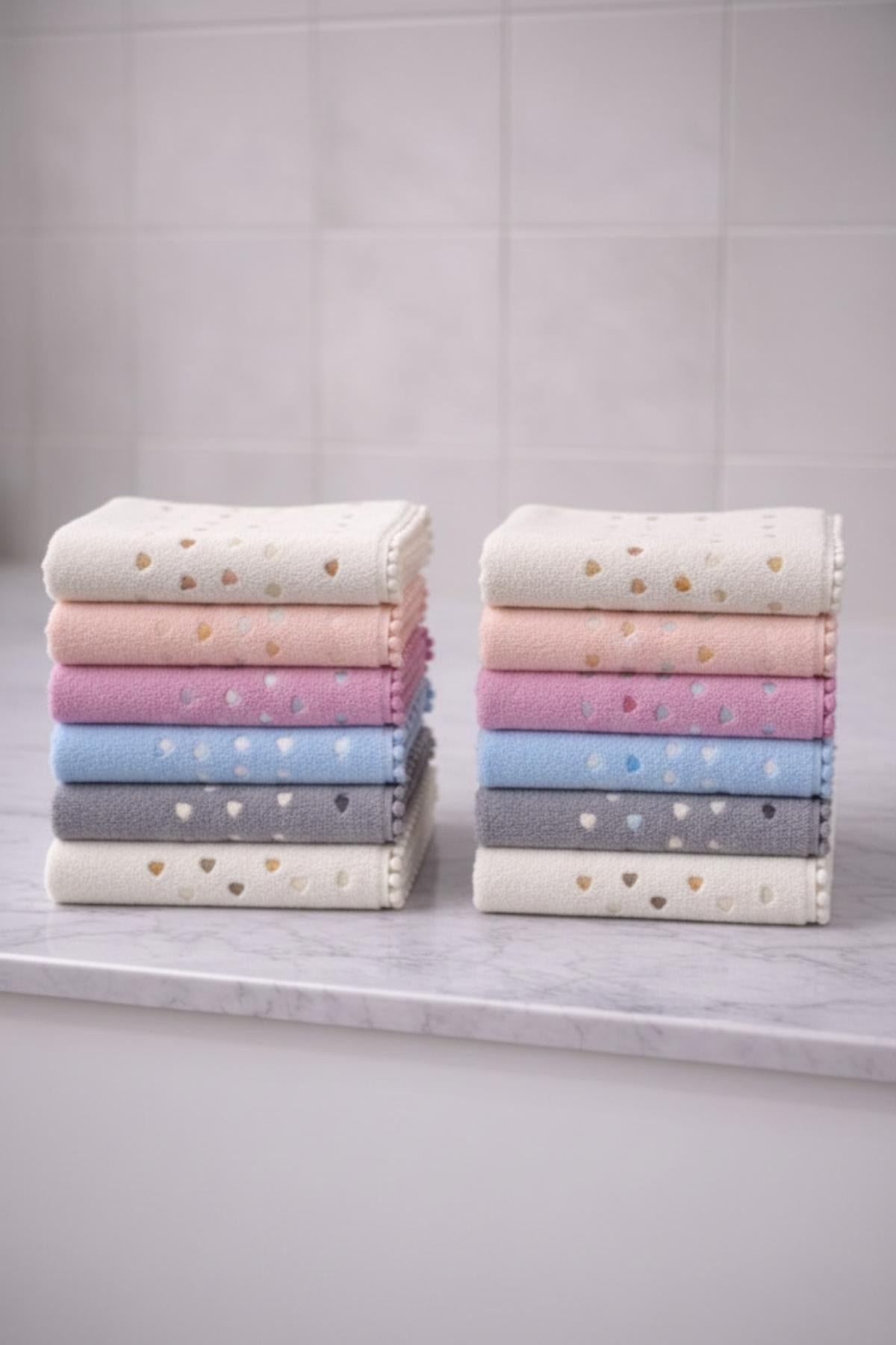 HELDENA Handtücher Set Pompons 12er aus 80% Baumwolle mehrfarbig 50x90 cm