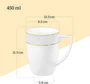Wilmax Tasse 450 ml 2er-Set Weiß mit goldfarbenem Dekor Porzellan – Anwendungs- oder Detailansicht; Lieferumfang: 2 Stück
