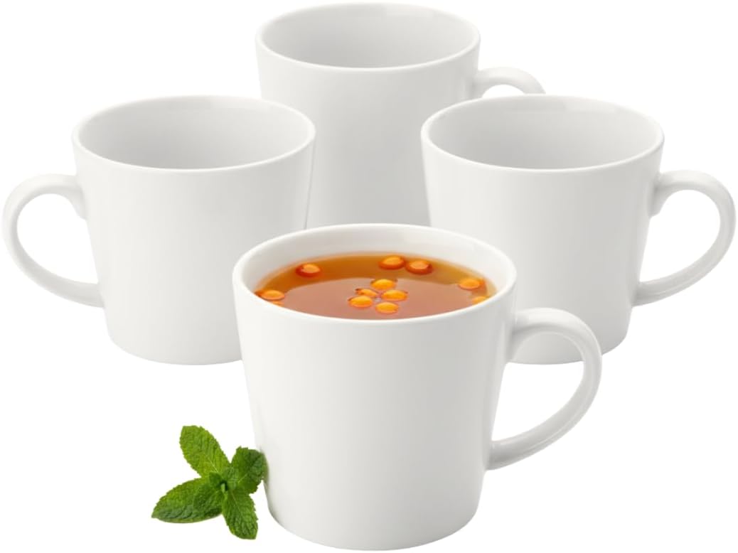 Wilmax Tasse 280 ml 4er-Set Weiß Porzellan – Produktansicht; Lieferumfang: 4 Stück