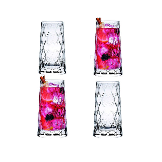 HELDENA Longdrinkgläser 450 ml – 4er Set mit Blattmuster