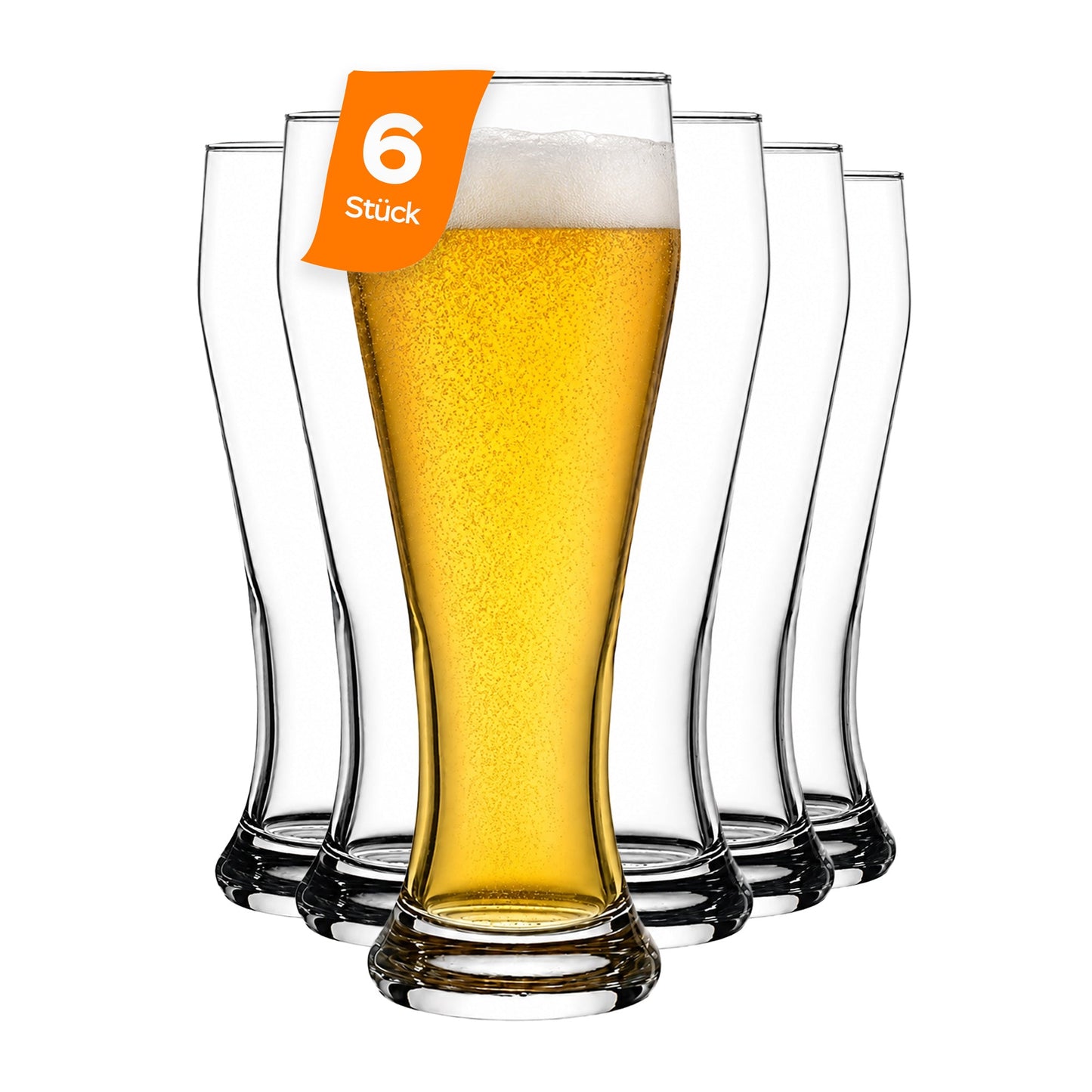 HELDENA Weizenbiergläser 665 ml – 6er Set aus klarem Glas