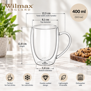 Wilmax Doppelwandiger Becher 400 ml 4er-Set Transparent – Anwendungs- oder Detailansicht; Lieferumfang: 4 Stück