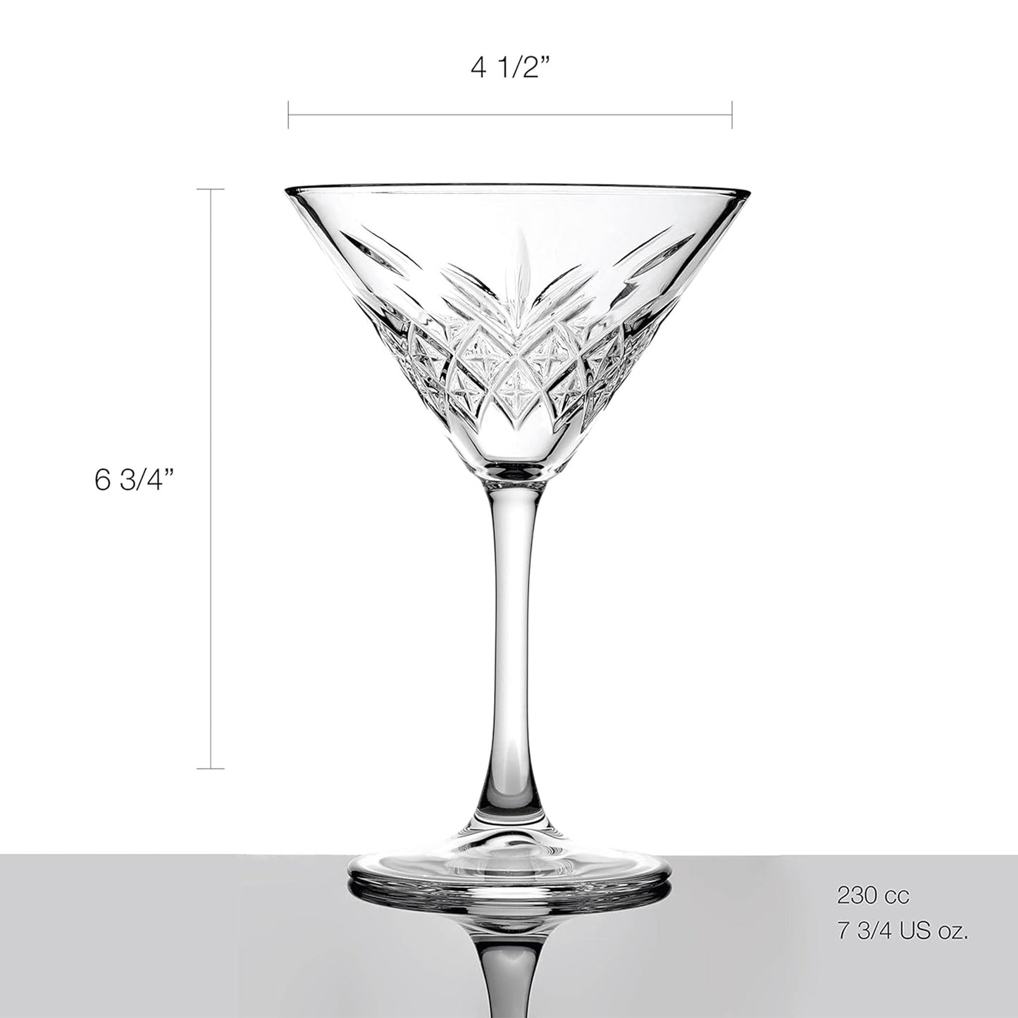 Martiniglas Pasabahce Timeless Detailansicht klassische Form mit schlankem Stiel