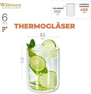 Wilmax Doppelwandiges Thermoglas 400 ml 6er-Set Transparent – Anwendungs- oder Detailansicht; Lieferumfang: 6 Stück