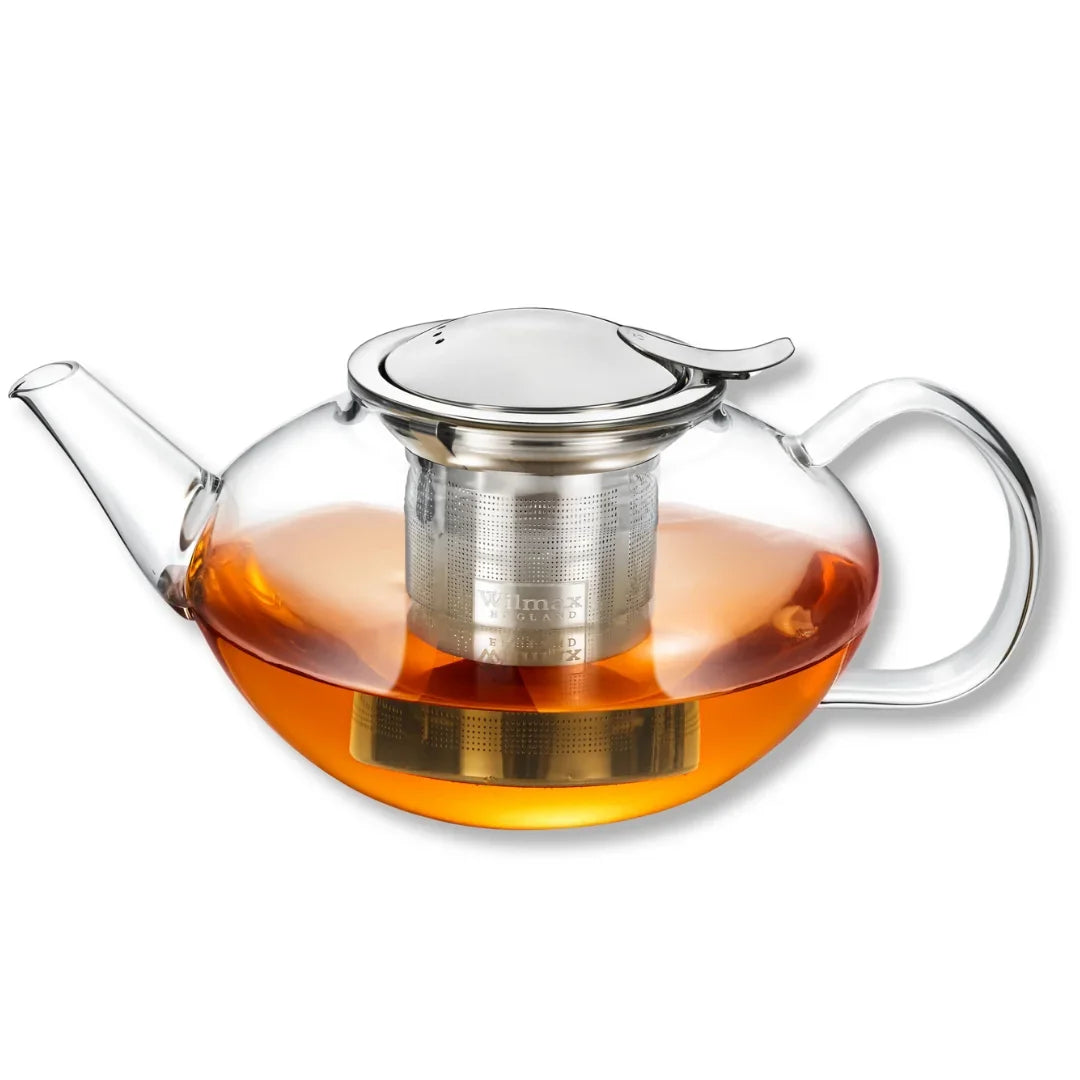 Wilmax Teekanne 1050 ml mit Edelstahlfilter Transparent Thermoglas – Produktansicht; Lieferumfang: 1 Stück