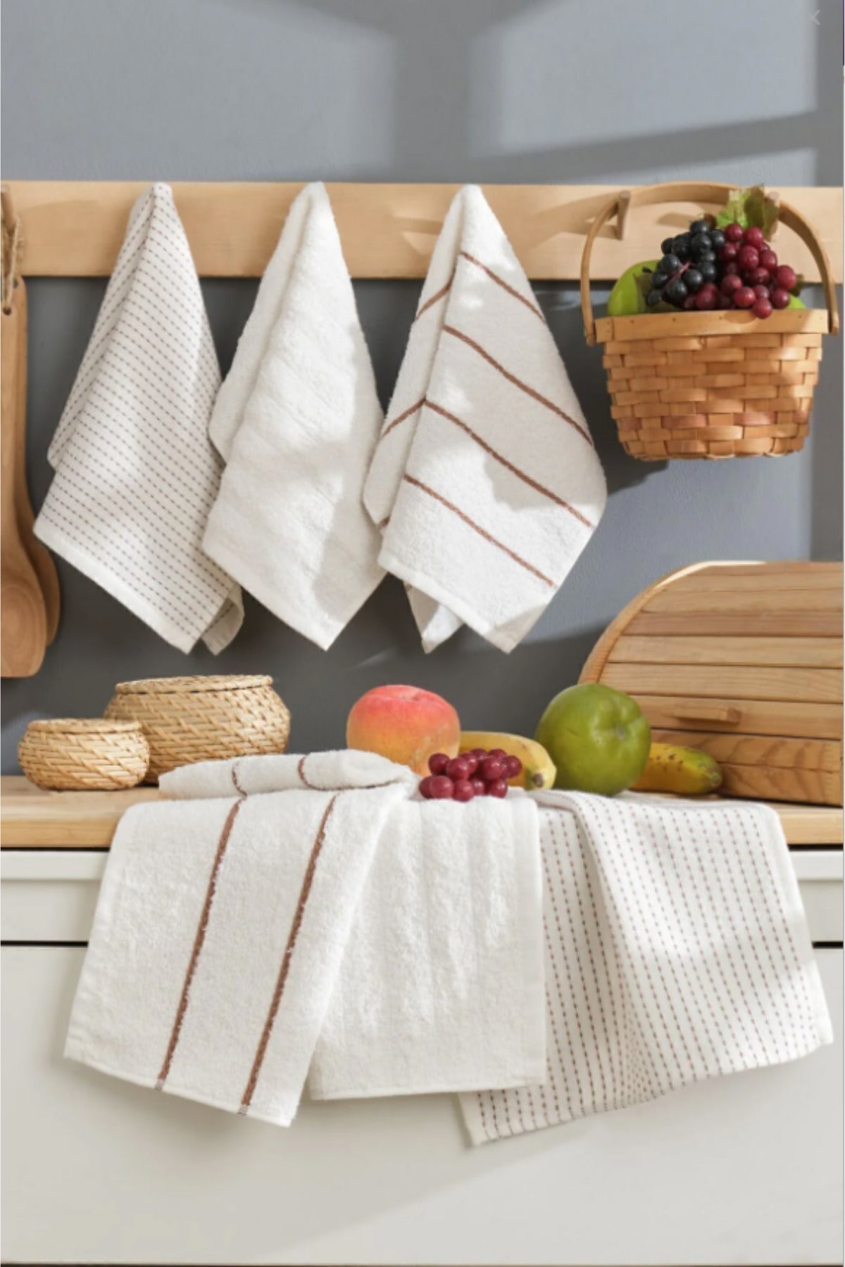 HELDENA Küchenhandtücher 30 × 50 cm – 6er Set Creme