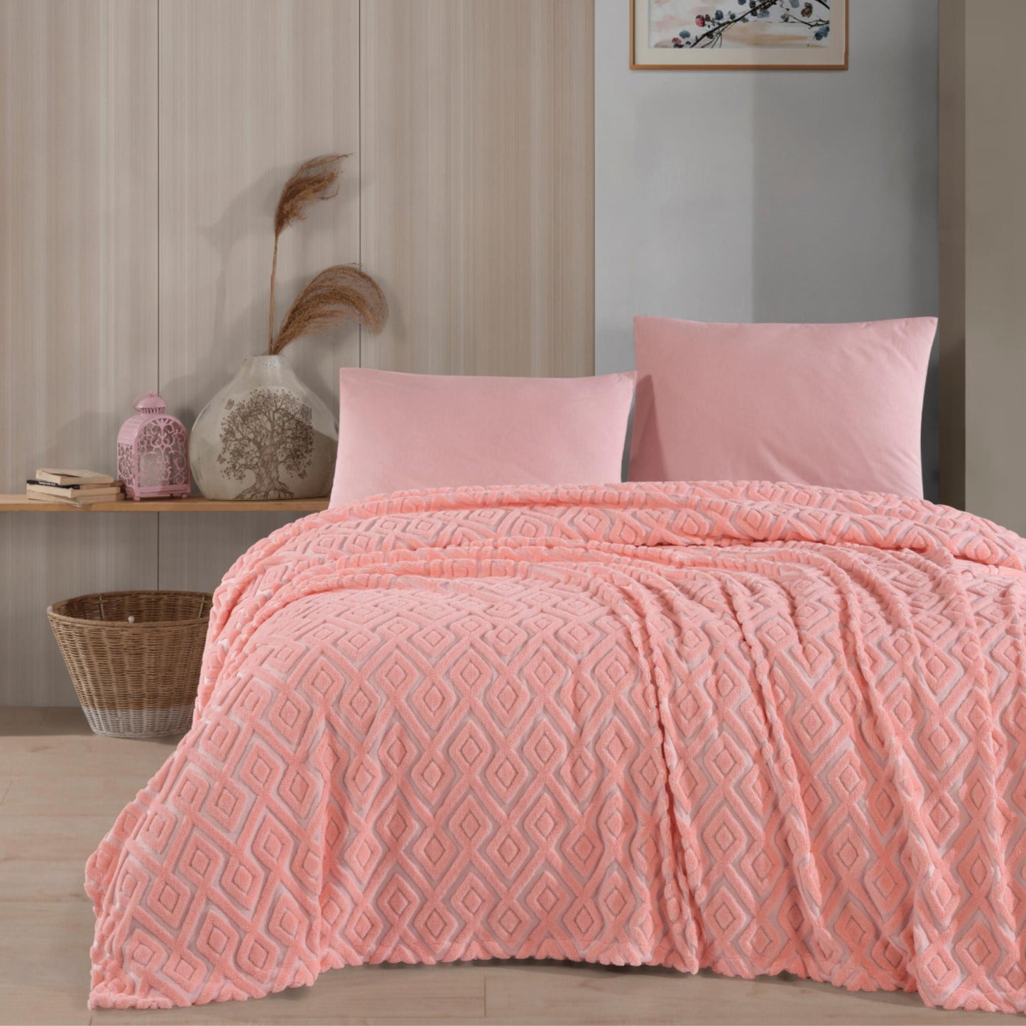 HELDENA Wellsoft Tagesdecke Pudra 230x240 cm Doppelbett weich Rosa