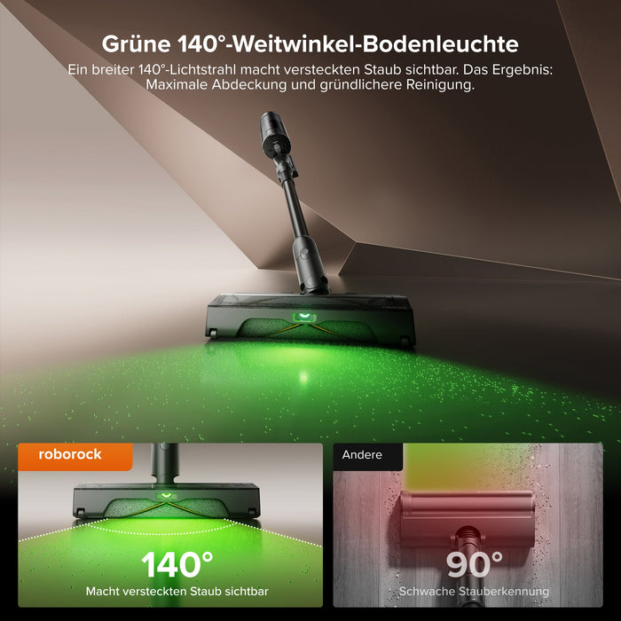 Roborock H60 Hub Ultra knickbares Rohr reinigt unter Sofa und niedrigen Möbeln