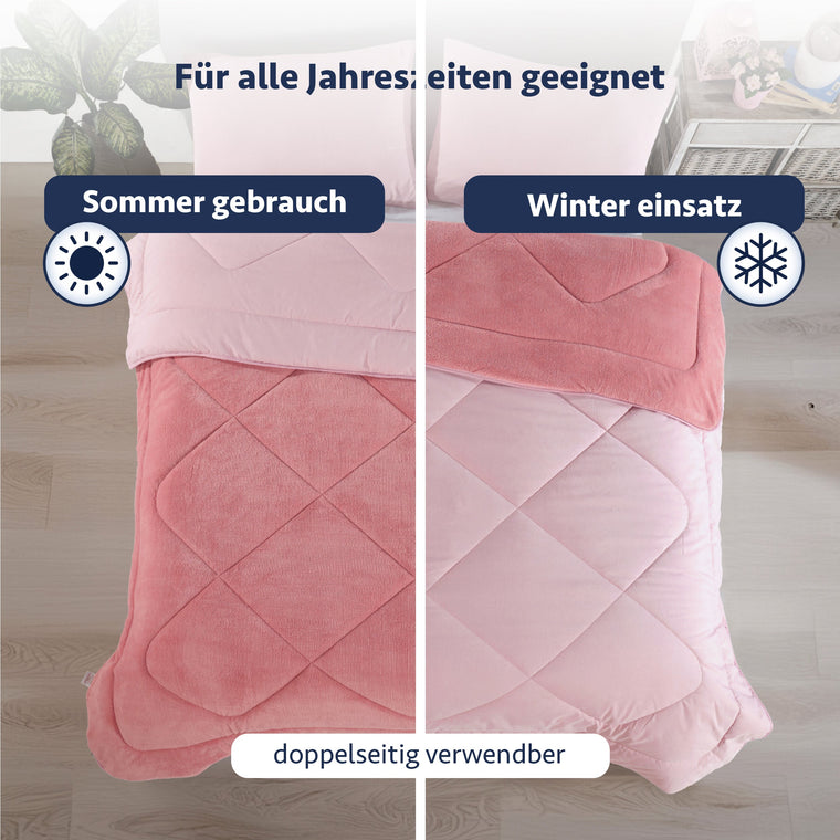 HELDENA Wellsoft Bettdecke Rosa – gesteppte Detailansicht